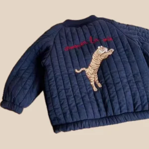TigerTrek™ – Gewatteerde Jas met Borduursel – Warme Unisex Kinderjas