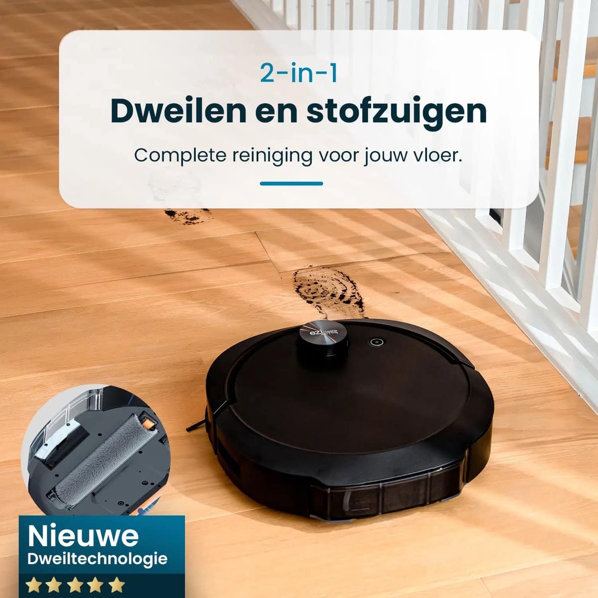 EZIclean Z10 Plus Robotstofzuiger en Dweilrobot – Automatisch vul- en leegstation – Objectdetectie en vermijding – dweilrol - Image 4