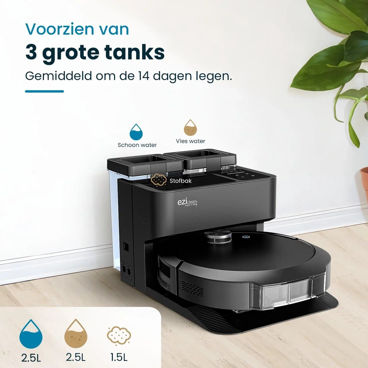 EZIclean Z10 Plus Robotstofzuiger en Dweilrobot – Automatisch vul- en leegstation – Objectdetectie en vermijding – dweilrol - Image 7