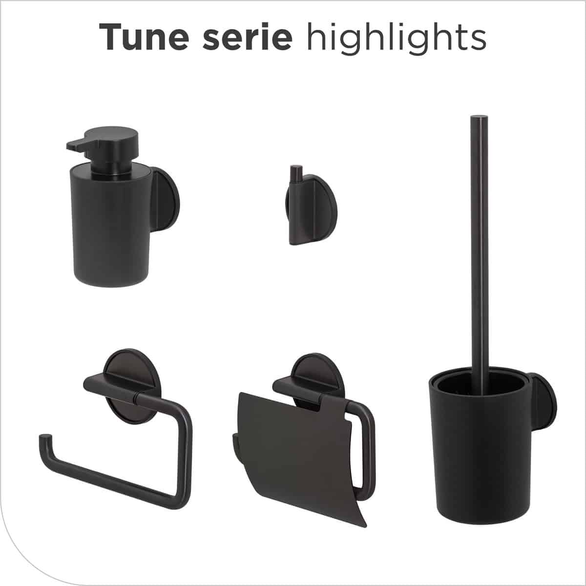 Tiger Tune Wc rolhouder zonder boren – Toiletrolhouder – Zelfklevend 3M tape – Zwart metaal geborsteld / Zwart – Gunmetal black - Image 2