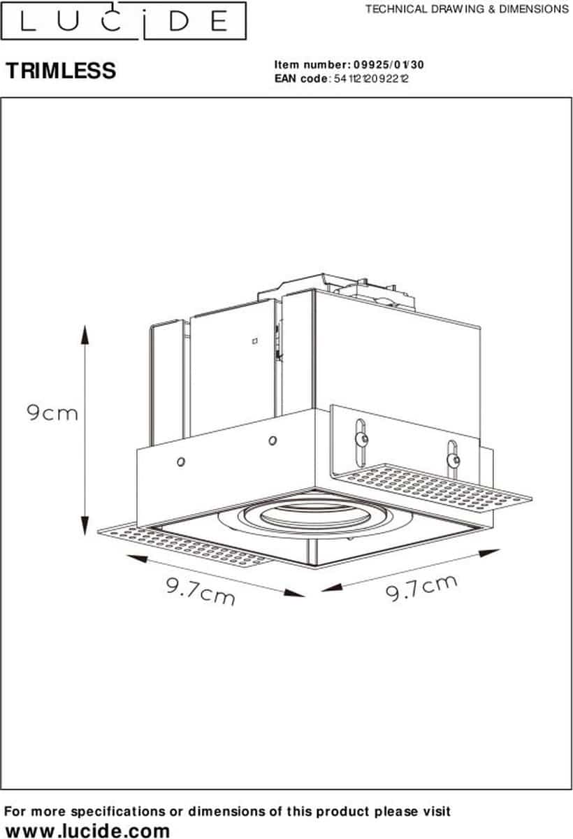 Lucide TRIMLESS – Inbouwspot – 1xGU10 – Zwart - Image 4