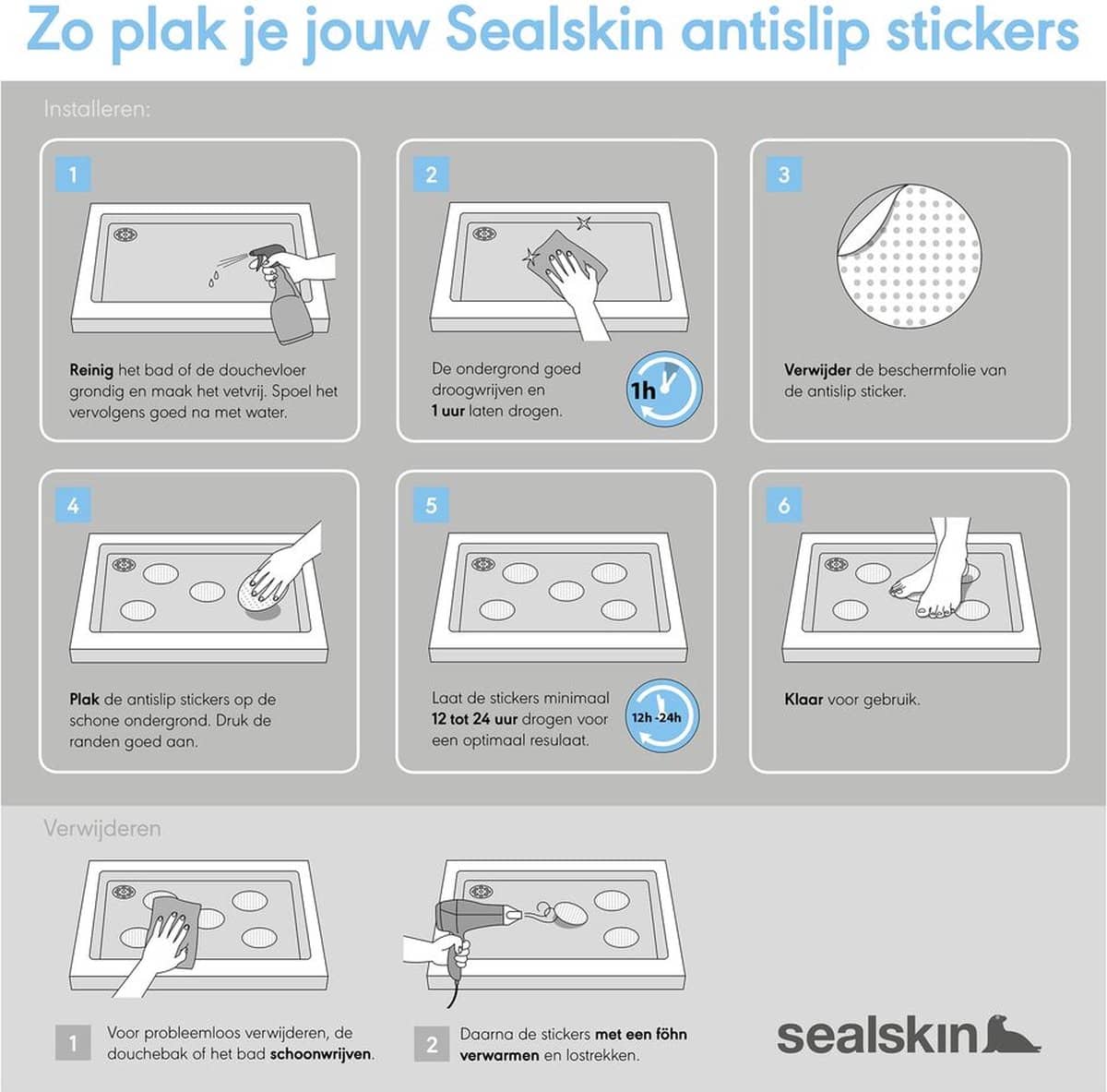 Sealskin Waterrings zelfklevende antislip stickers – PVC – 6 stuks – Transparant - Image 3