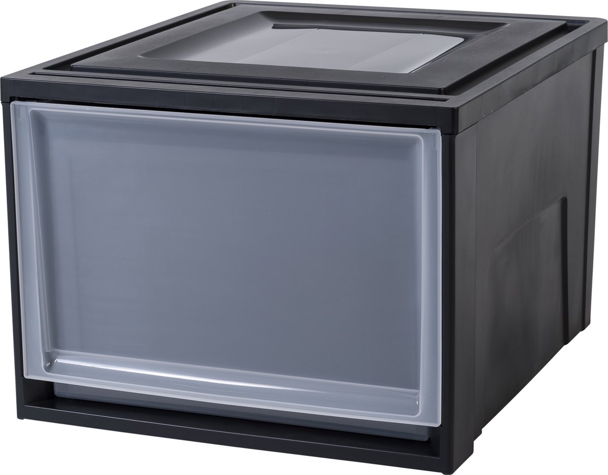 IRIS Maxi Drawer stapellade 40L Kunststof – Zwart/Transparant - Image 2