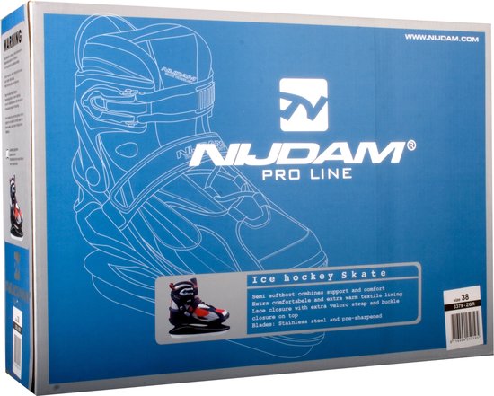 Nijdam IJshockeyschaats Pro-Line Semi-Softboot, Zwart/Grijs/Rood, maat 42 - Image 3