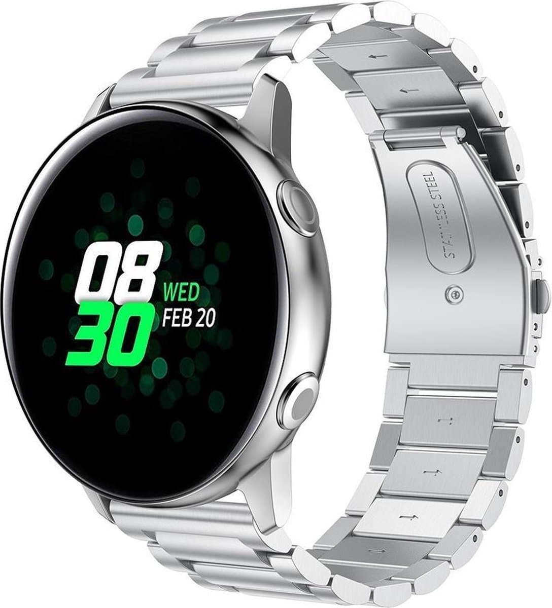 Samsung Galaxy Watch Active 2 Bandje – Just in Case – Metalen armband – zilver - Image 3
