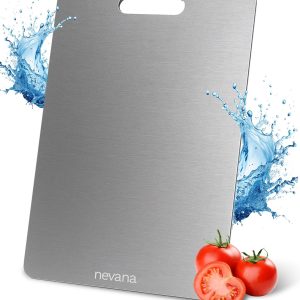 Nevana RVS Snijplank – Snijplankenset – Vaatwasserbestendig – Antibacteriëel – Serveerplank – Keukengerei – Met handvat – 39 x 28 cm