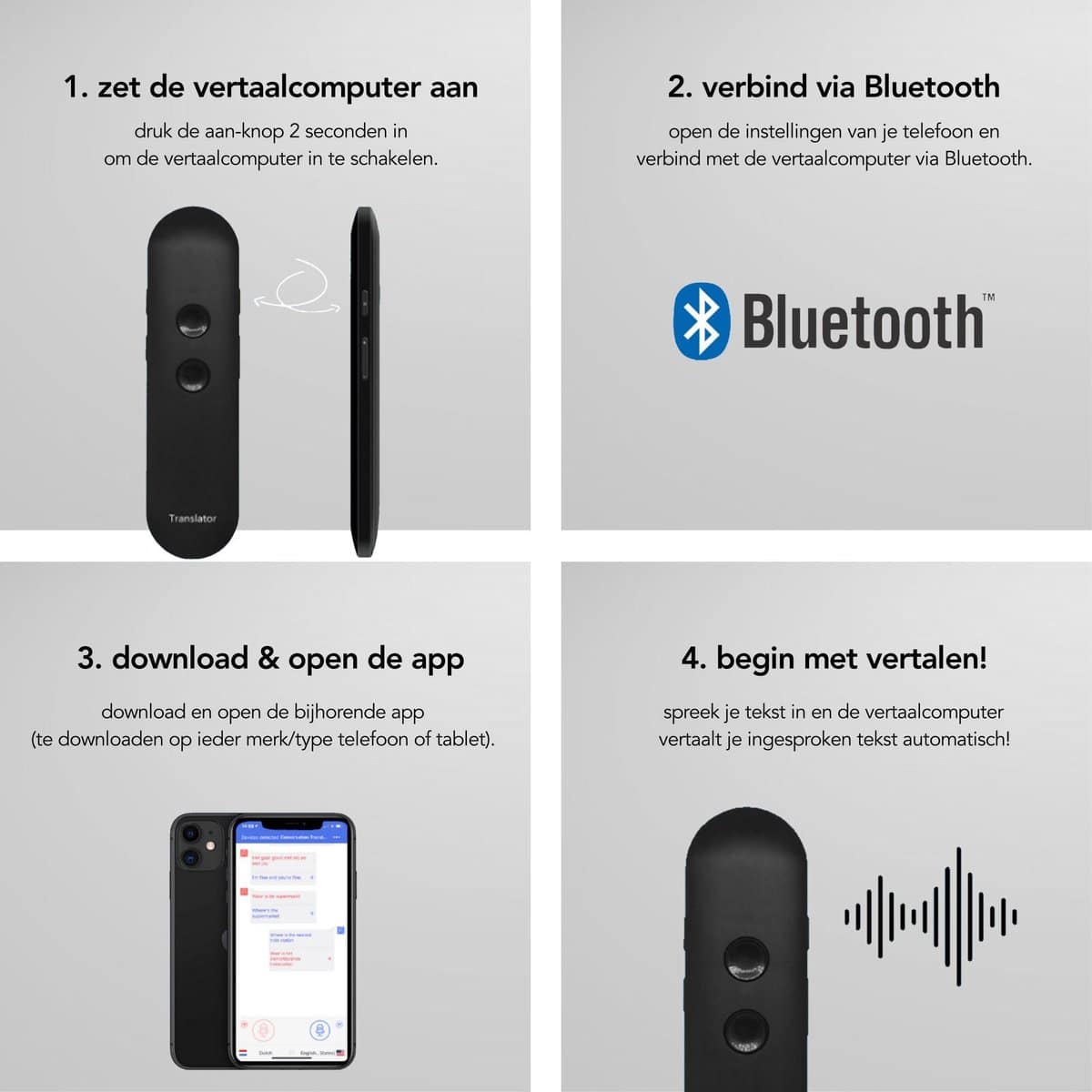 Membeli Vertaalcomputer Met Spraak 44+ Talen – Vertaal Apparaat – Muama Enence Vertaler – Directe Vertaler – 44+ Talen – zwart – Vertaal Computer – Vertaalapparaat - Image 3