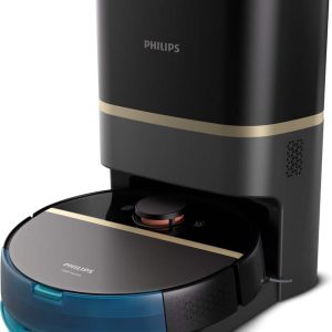 Philips HomeRun Aqua 7000 Series XU7100/01 – Robotstofzuiger met Dweilfunctie – Incl. Laadstation – Zwart / Goud – App Connected
