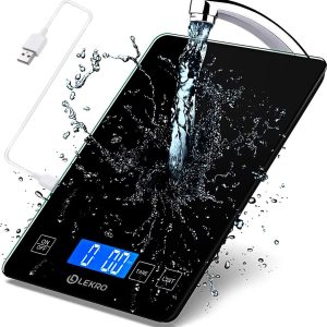 Lekro Digitale Precisie Keukenweegschaal, USB Oplaadbaar, 1gr tot 15kg, Zwart