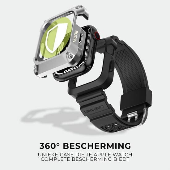 SmartphoneClip® Rugged Armor Iron Case Zilver met TPU band geschikt voor Apple Watch 44mm - Image 3