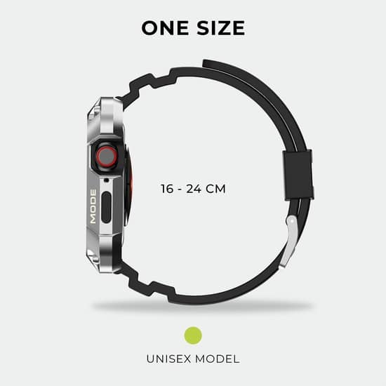 SmartphoneClip® Rugged Armor Iron Case Zilver met TPU band geschikt voor Apple Watch 44mm - Image 8