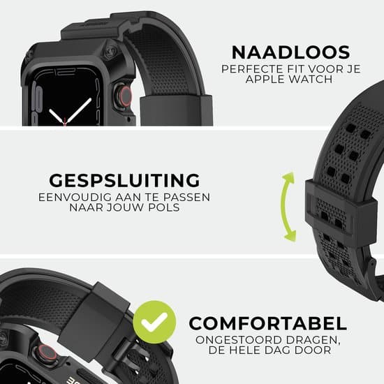 SmartphoneClip® Rugged Armor Iron Case Zilver met TPU band geschikt voor Apple Watch 44mm - Image 9