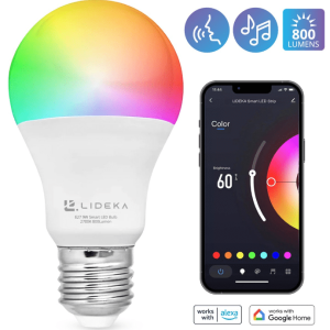 lideka smart bulb E27 9W Lideka, LED Lamp E27, met App, Dimbaar, 9W, 800L