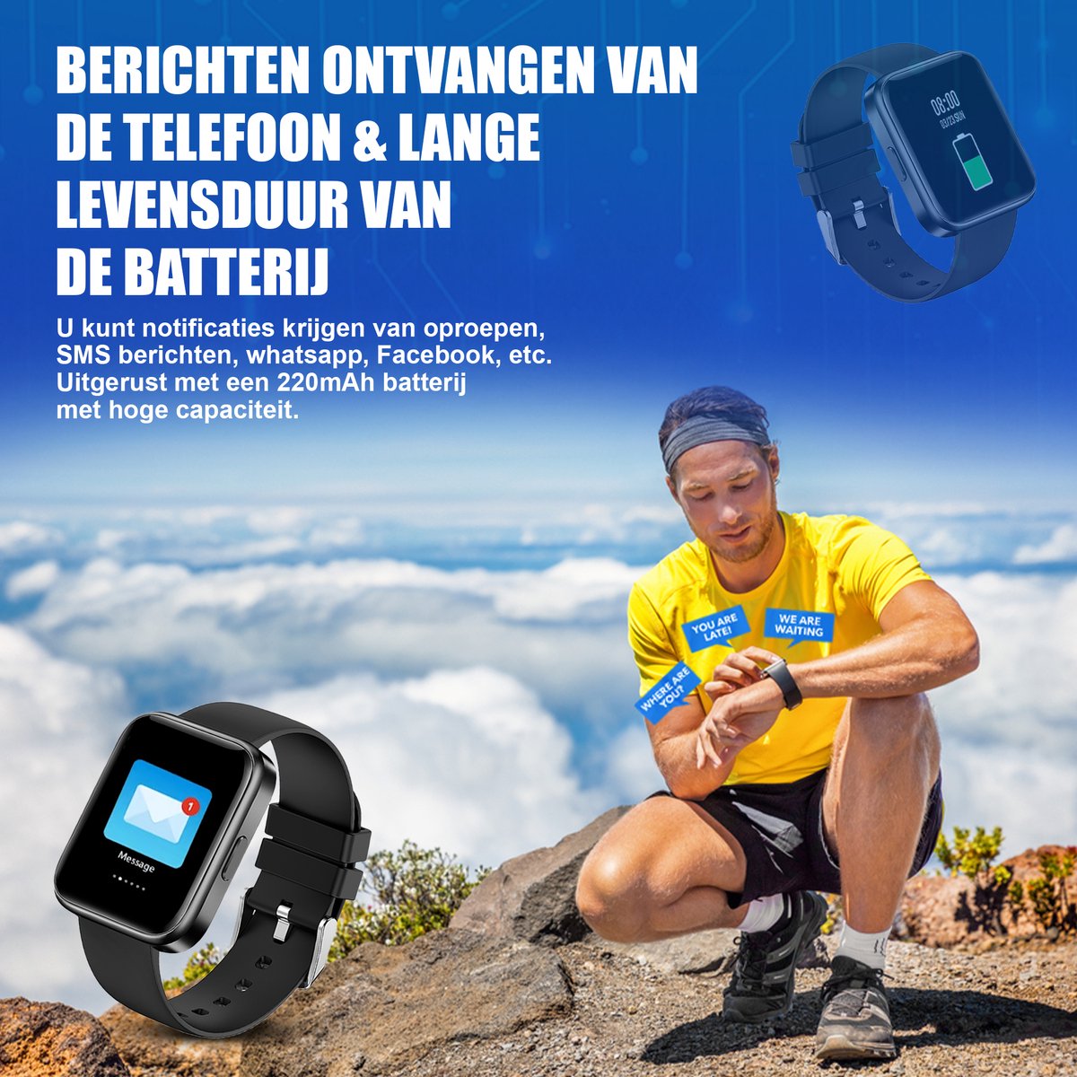Golden Sound smartwatch Heren, Dames & Kinderen – Met extra bandje – Geschikt voor elke laptop en smartphone – Saturatiemeter – - Image 9
