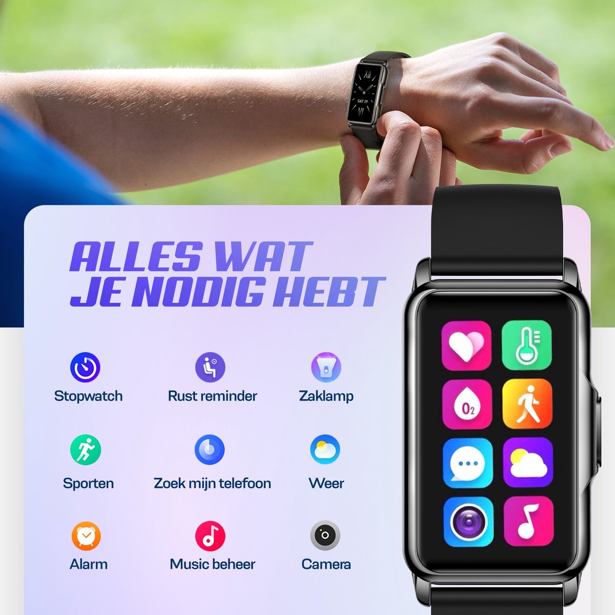 Golden Sound Activity Tracker – Stappenteller Horloge – Fitness tracker – Smartwatch – Smartwatches – Dames & Heren – Zwart - Image 8