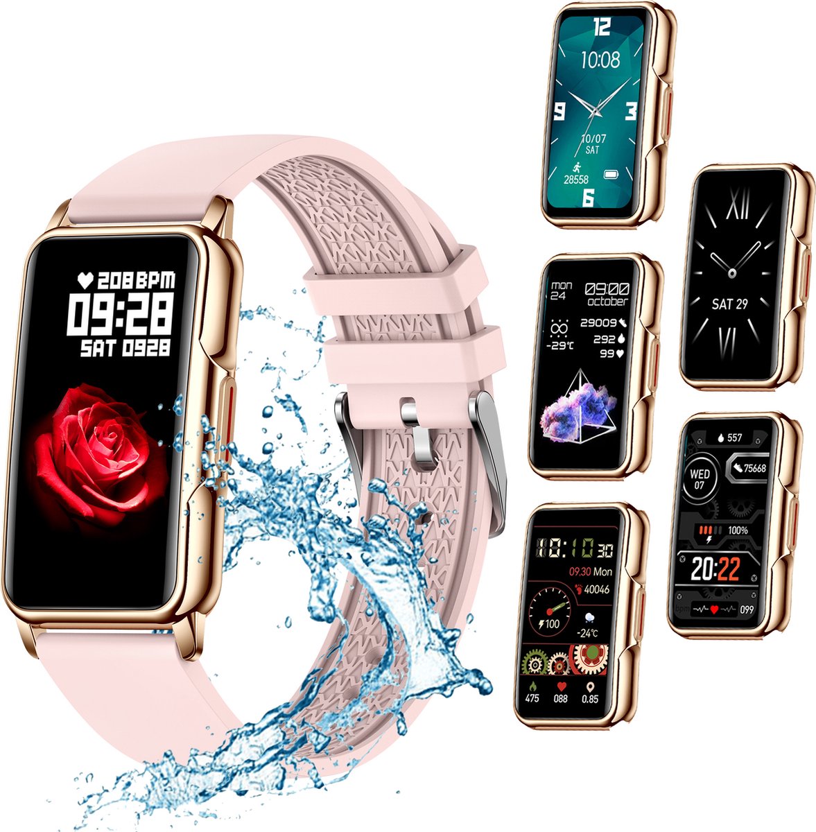 Golden Sound Activity Tracker – Stappenteller Horloge – Fitness Tracker – Smartwatch – Smartwatches – Dames – Roze - Image 8