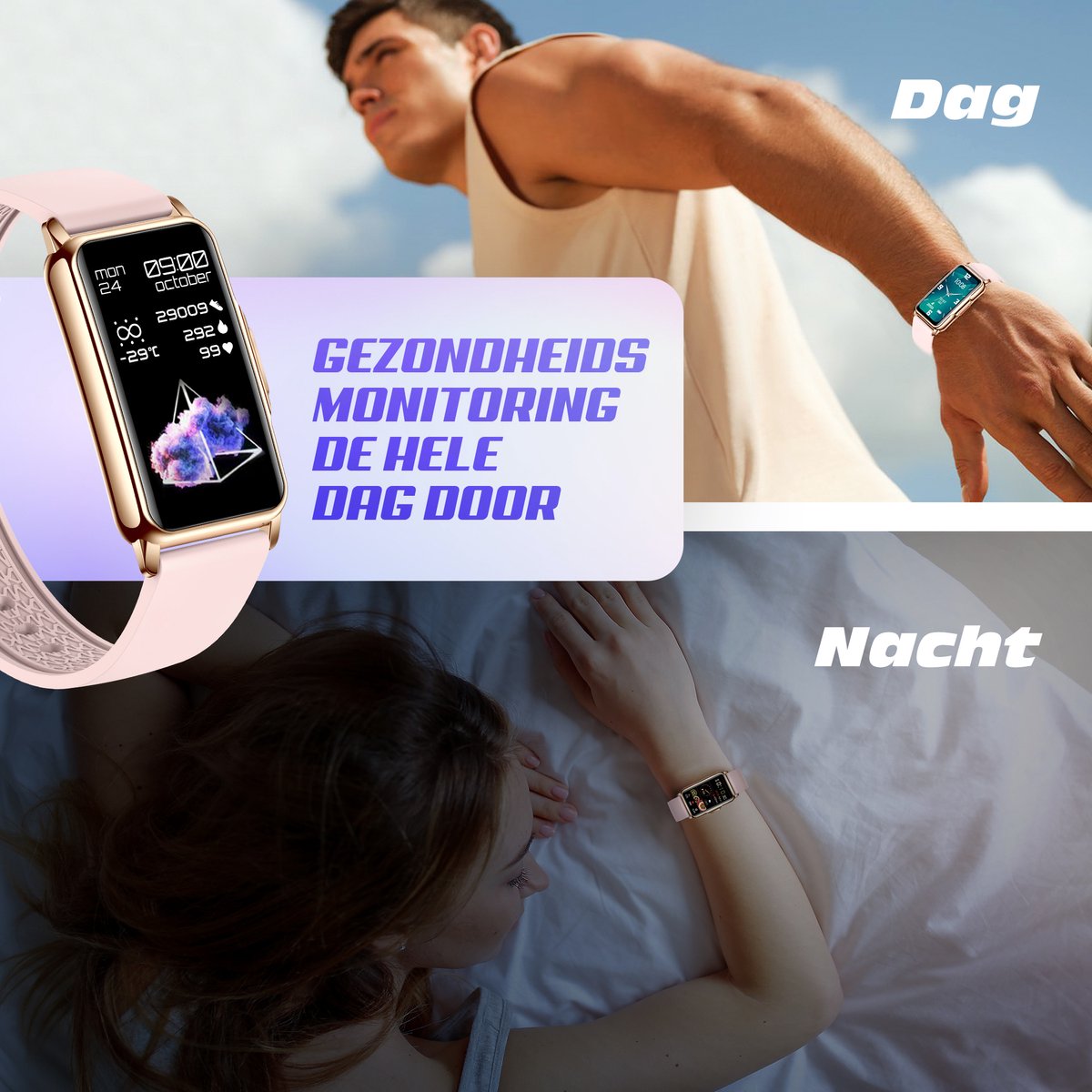 Golden Sound Activity Tracker – Stappenteller Horloge – Fitness Tracker – Smartwatch – Smartwatches – Dames – Roze - Image 5