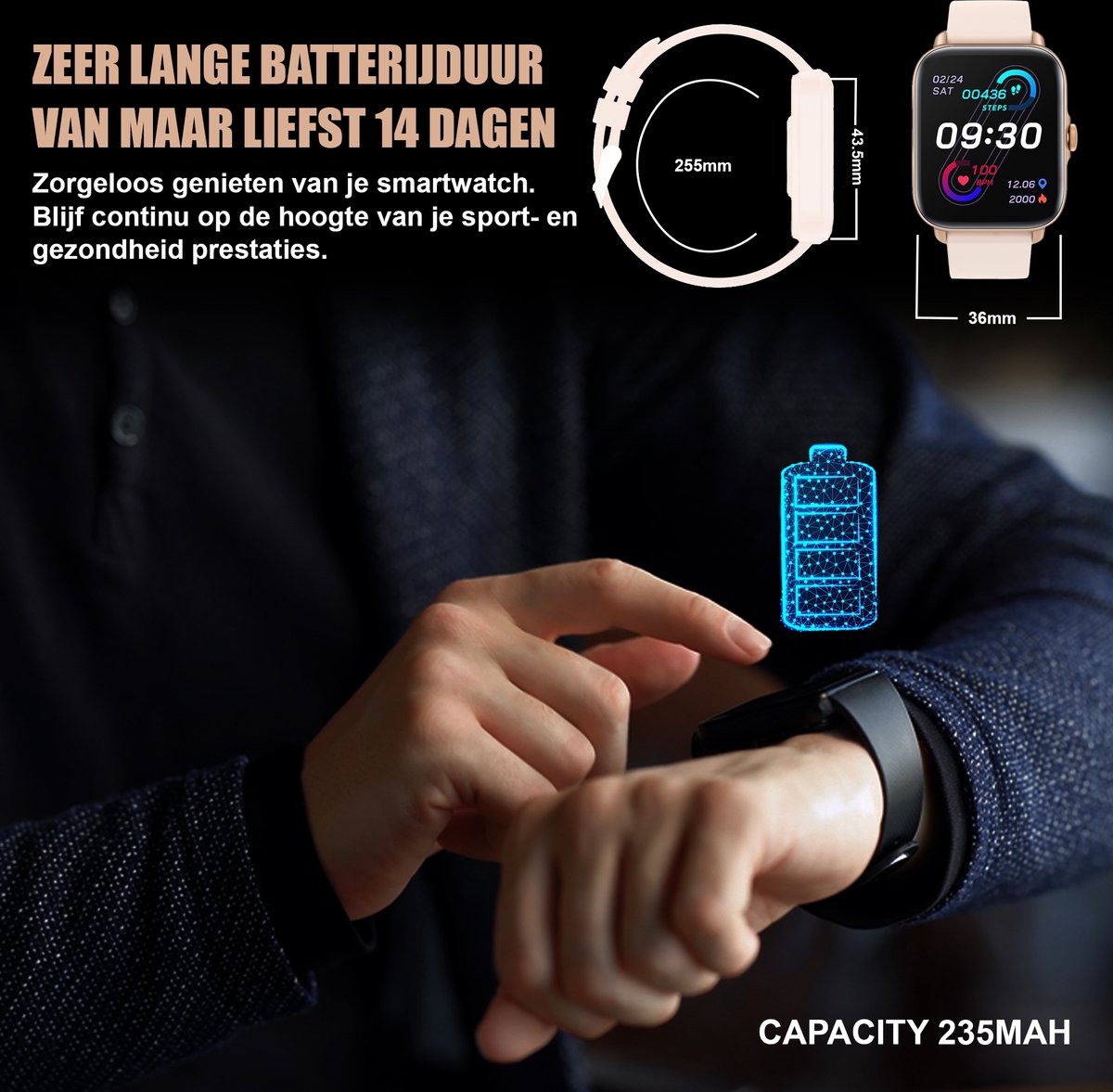 Golden Sound Premium Smartwatch – Vrouwen – Stappenteller – Slaapmeter – Hartslagmeter – Sport monitoren – Geschikt elke laptop en smartphone – Roze - Image 3
