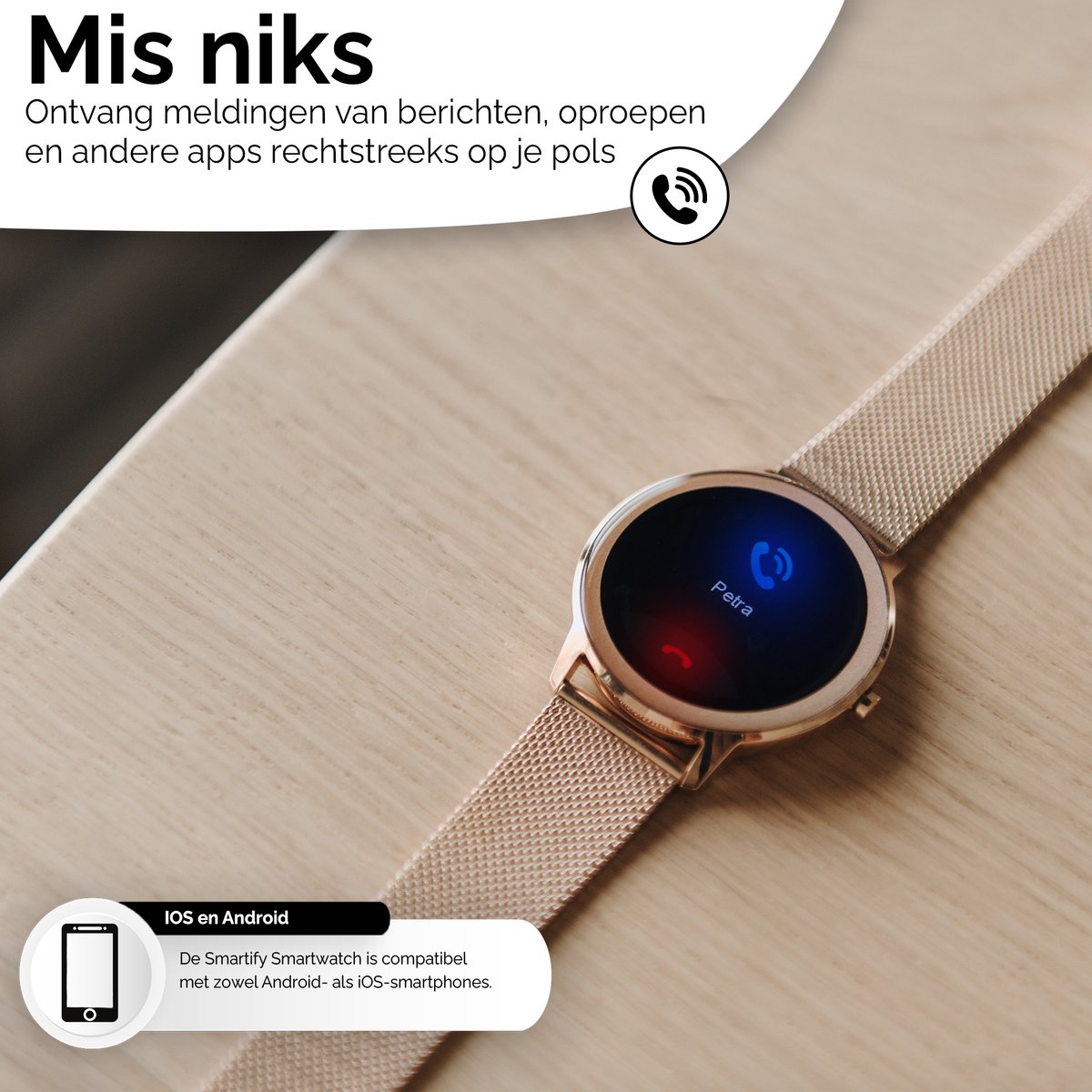 Smartify dames smartwatch met stappenteller – Activity Tracker – Met Belfunctie – Saturatiemeter – Geschikt voor elke Smartphone – Android en IOS - Image 7
