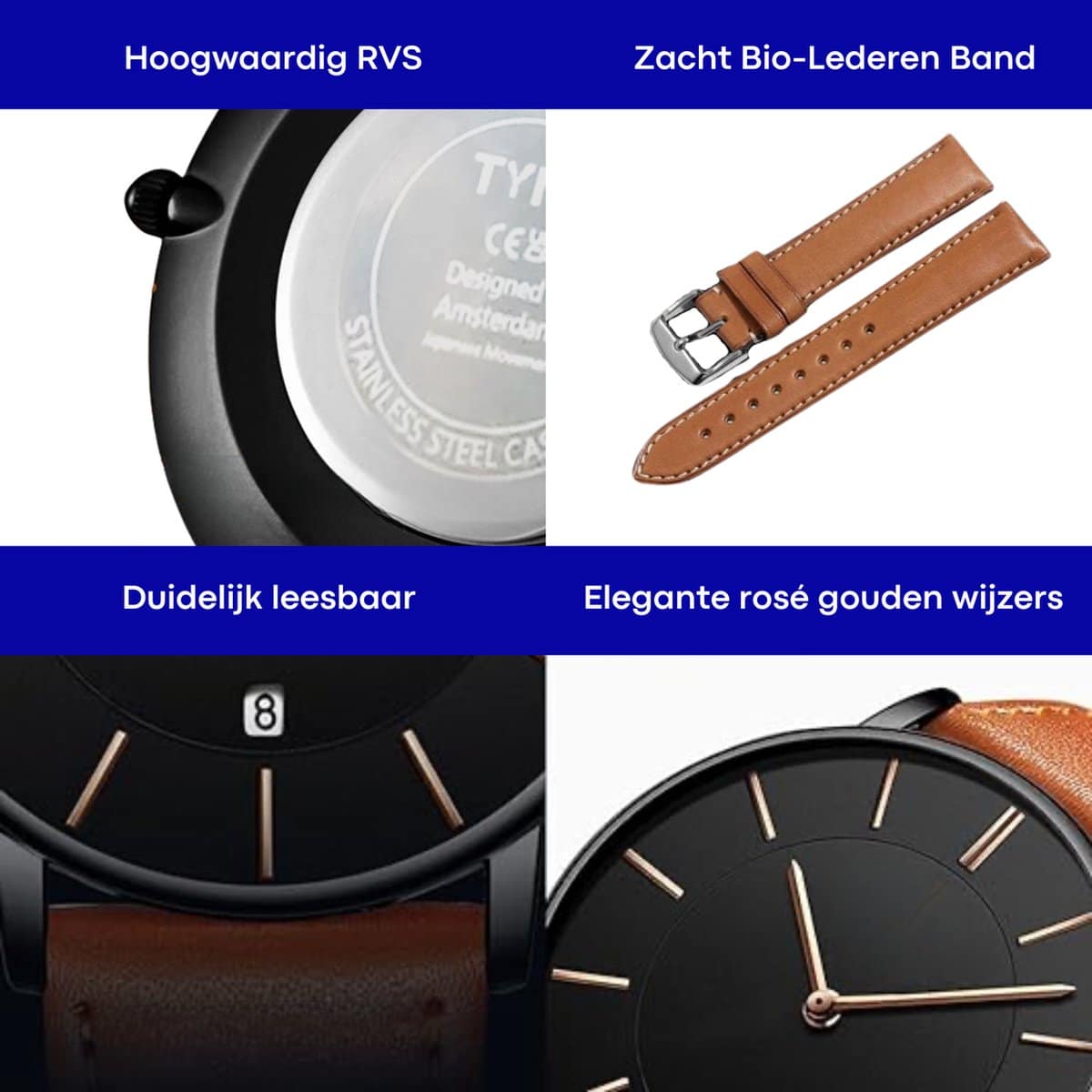 Tyme Oslo Heren Horloge 39.5mm – Zwart/Bruin – Horloges voor Mannen – Polshorloge – Uurwerk – met Cadeauverpakking - Image 3