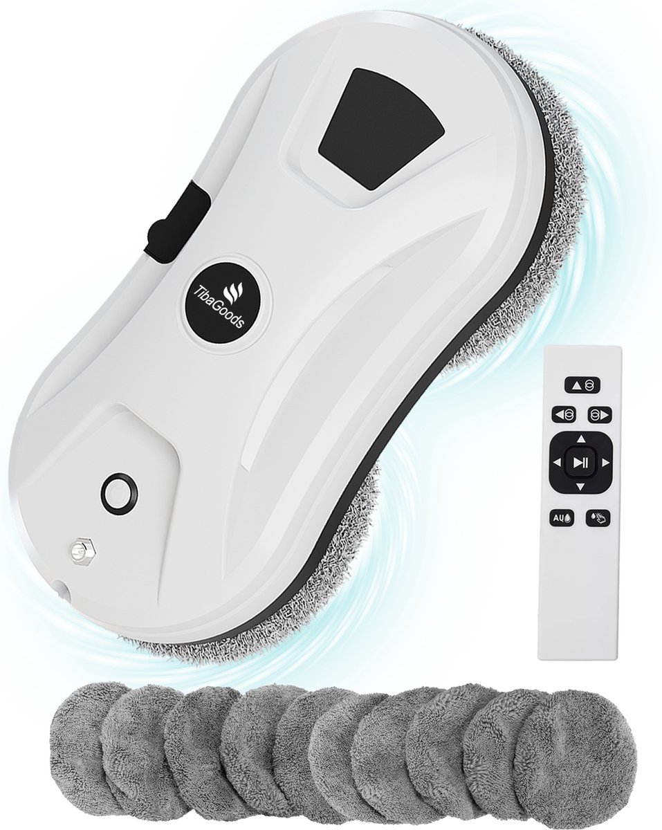 TibaGoods Robot Ruitenreiniger – Ramenwasser – Robot – Dweilrobot – Anti-val touw – Slimme waterspray – Krachtige zuigkracht – Met afstandsbediening – Incl. 10 microvezeldoeken - Image 2