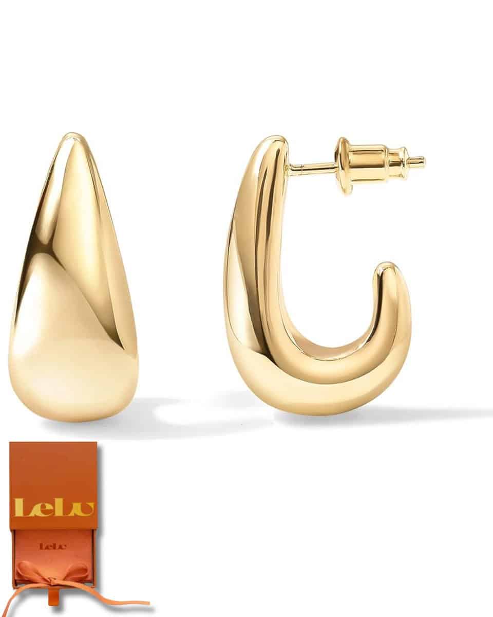 Lelu Oorringen Gouden Oorbellen Dames – Druppel Oorhangers – Goud Verguld – Druppel Oorhangers – Oorstekers – Sierraden – 12mm – Met cadeauverpakking