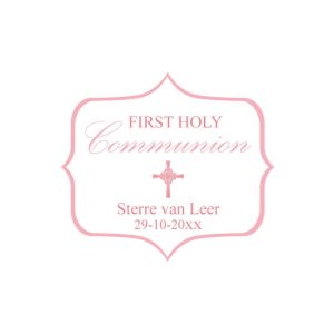 Roze Holy Communion Bedankt Stickers