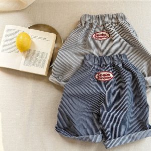StripeDot™ – Gestreepte Broek met Stippendetail – Uniseks Kinder Zomerbroek